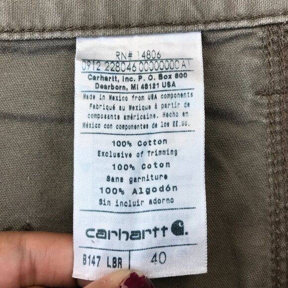 Carhartt Mens Cargo Shorts 40 Olive Green Durable Workwear - Picture 8 of 9